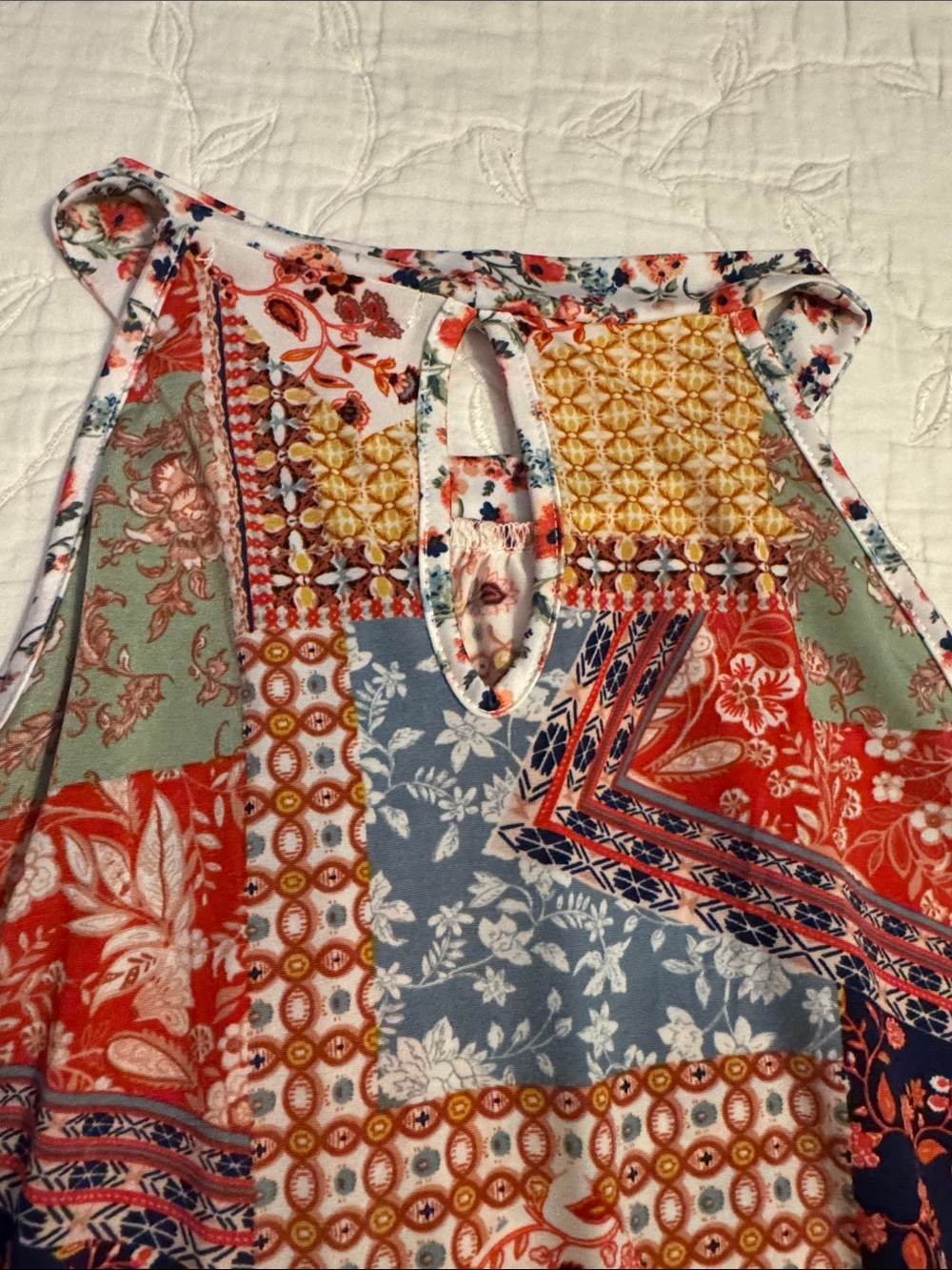 Patchwork Print Halter Tank Top - Multicolor - Picture 7 of 9